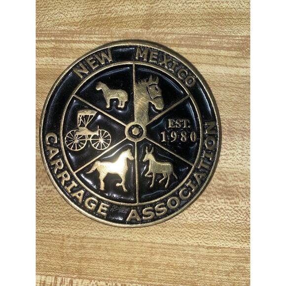 Vintage Round Brass Belt Buckle New Mexico Carriage Association - Picture 1 of 4